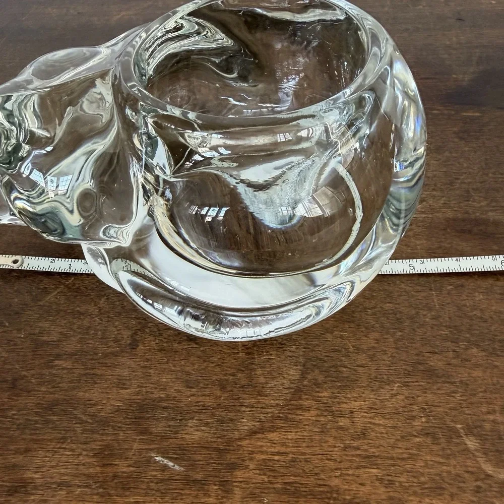 Indiana Glass Sleeping‎ Cat Candle Holder VTG Votive Tea Light Cozy Kitten Kitty